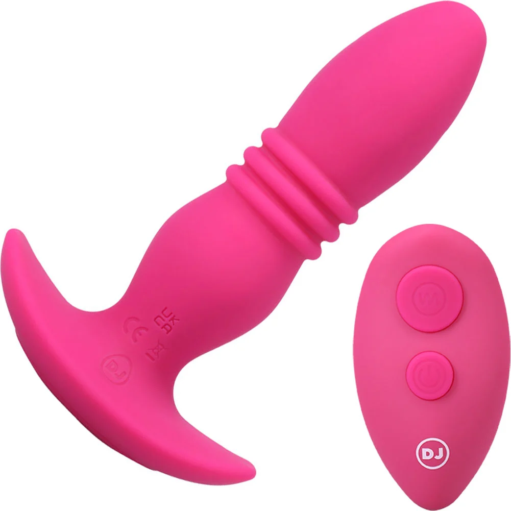 Doc Johnson A-Play Rise Thrusting Anal Plug with Remote, 6.25", Pink