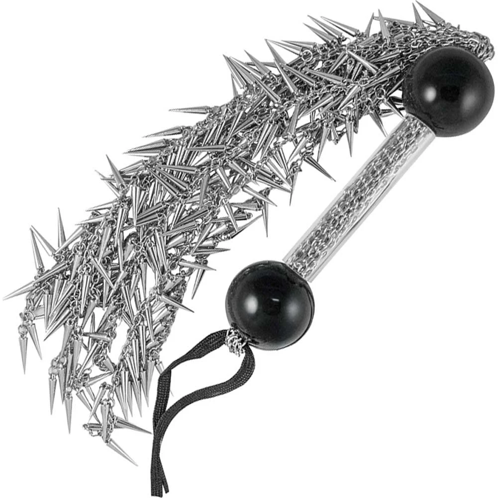Dominant Submissive Collection Spiked Chain Whip, 23", Silver