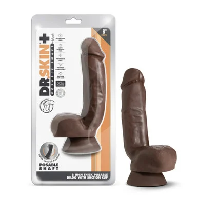 Dr. Skin+ 8" Thick Posable Dildo with Balls and Suction Cup