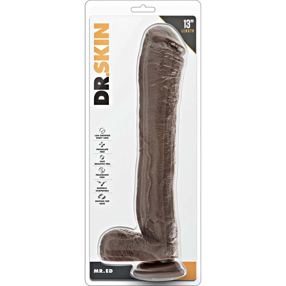 Dr Skin Mr Ed Huge Realistic Dildo with Suction Cup, 13", Chocolate
