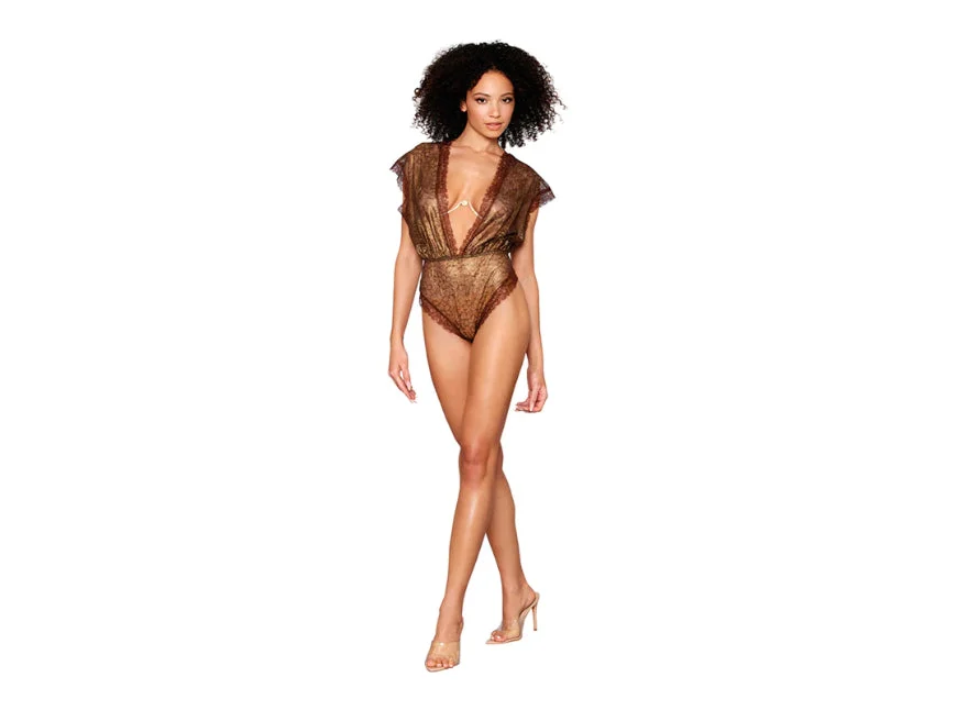 Dreamgirl Teddy and Rhinestone Cupless Bra Lingerie Set