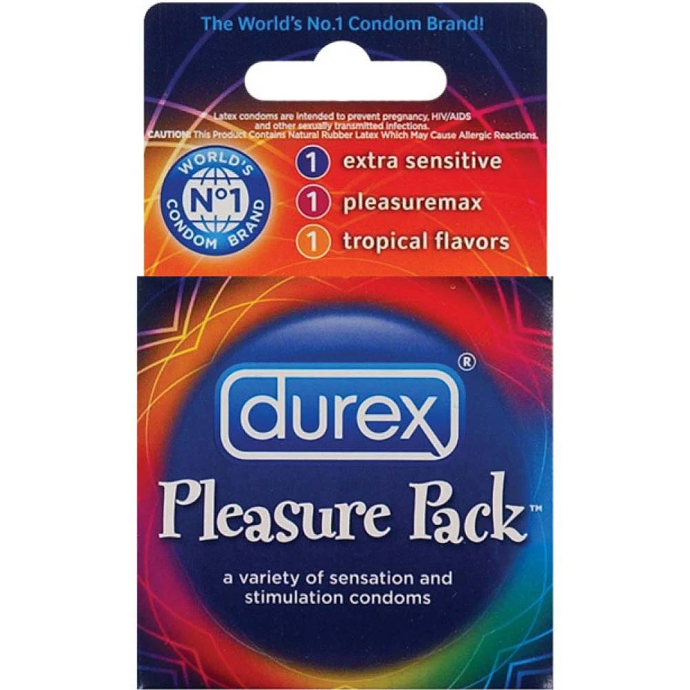 Durex Pleasure Pack Premium Lubricated Latex Condoms, Pack of 3