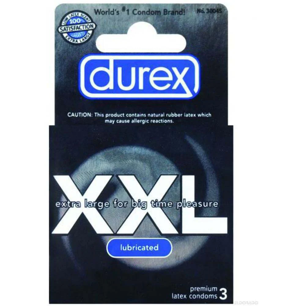 Durex XXL Extra Large Lubricated Condoms, 3 Pack