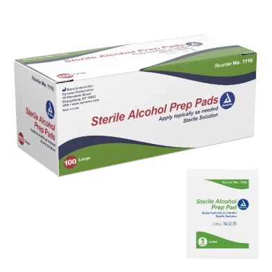 Dynarex Alcohol Prep Pad - Sterile, Large, 100/bx, 10bxs/case (1000 Count)