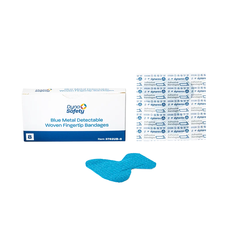Dynarex Blue Metal Detectable Woven Bandage Fingertip - 8ea/bx, 50bxs/cs (400 Count)