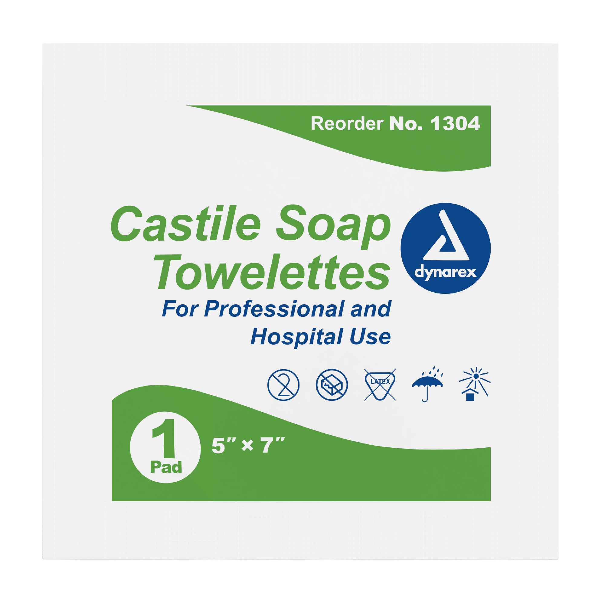 Dynarex Castile Soap Towelettes, 5" x 7", 100ea/bx, 10bxs/case (1000 Count)