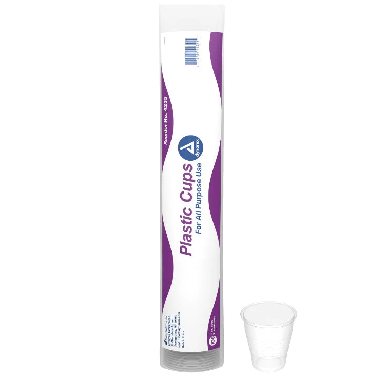 Dynarex Clear Plastic Cups - 100ea/bx, 25bxs/cs (2500 Count)