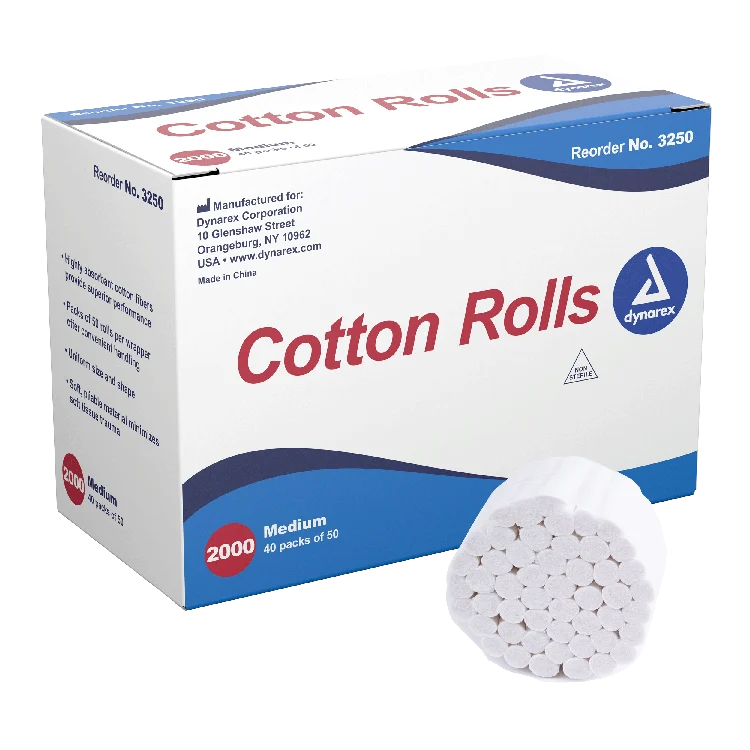 Dynarex Cotton Rolls, #2 - Medium, 2000ea/bx 10bxs/cs (20000 Count)