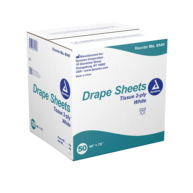 Dynarex Drape Sheets, 40" x 72" - White (50 Count)