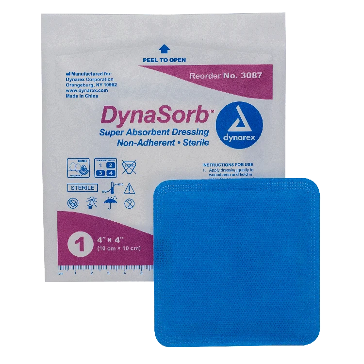 Dynarex DynaSorb - Super Absorbent Dressing, Non-Adhering, 10ea/bx, 12bxs/cs (120 Count)