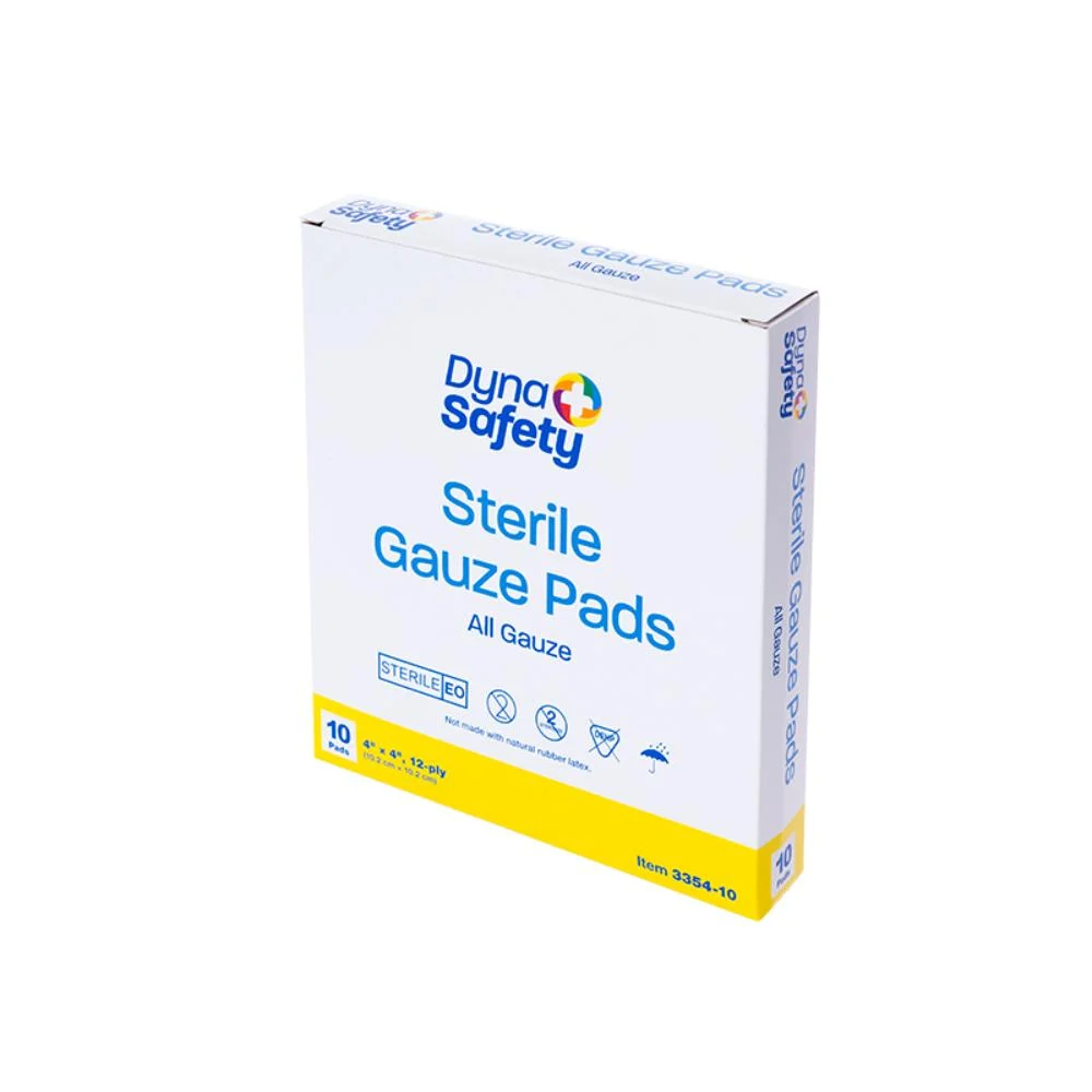 Dynarex Gauze Pad - Sterile 1's, 4" x 4" 12 Ply, 10ea/bx, 48bxs/case (480 Count)
