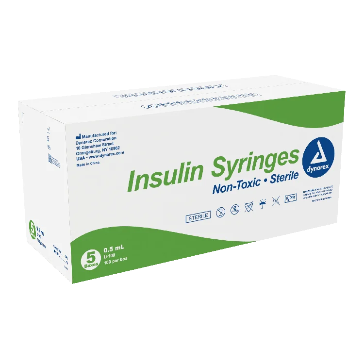 Dynarex Insulin Syringe - Non-Toxic, Individual Wrapped (500 Count)