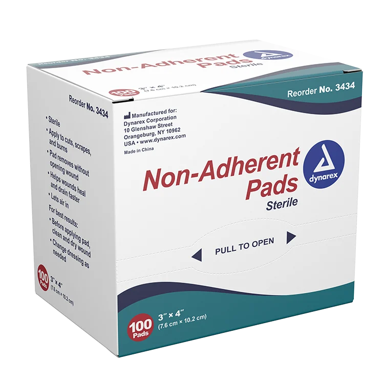 Dynarex Non-Adherent Pads - Sterile, 3" x 4" - 100ea/bx, 12bxs/cs (1200 Count)
