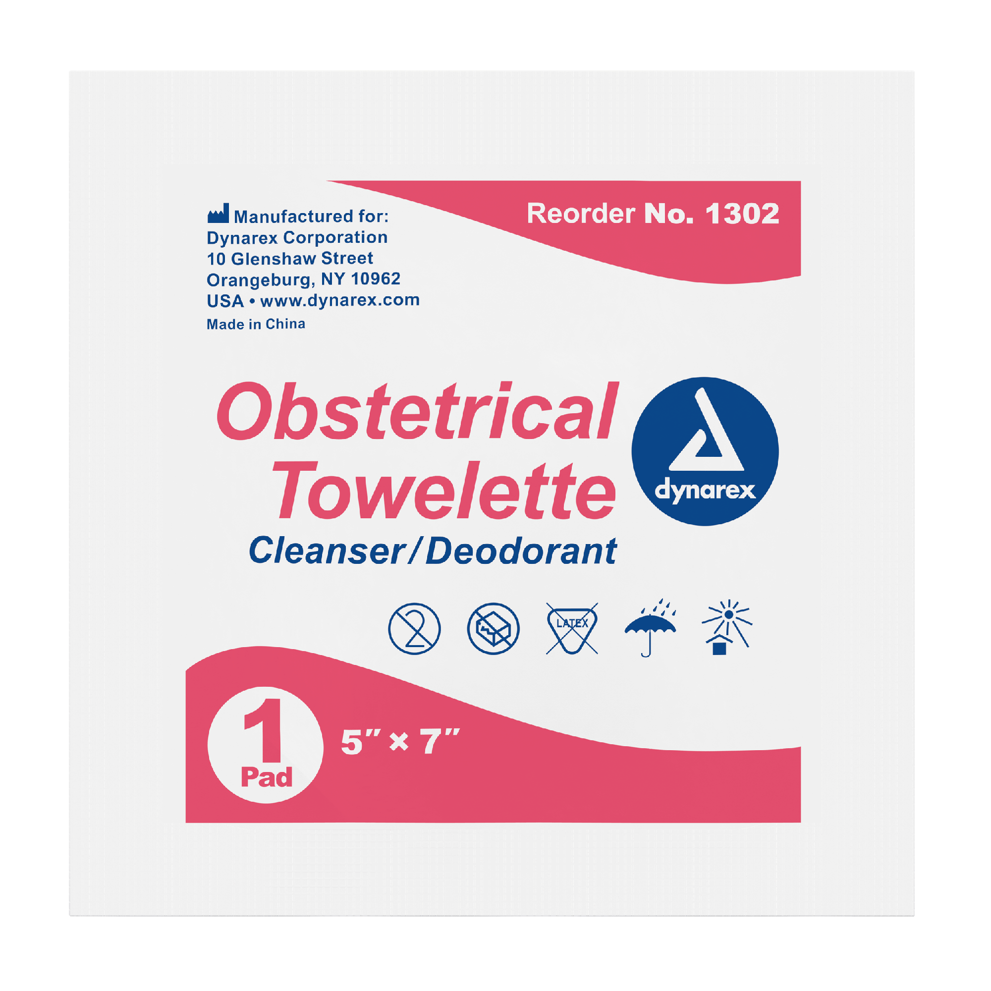 Dynarex Obstetrical Towelettes, 5" x 7", 100ea/bx, 10bxs/case (1000 Count)