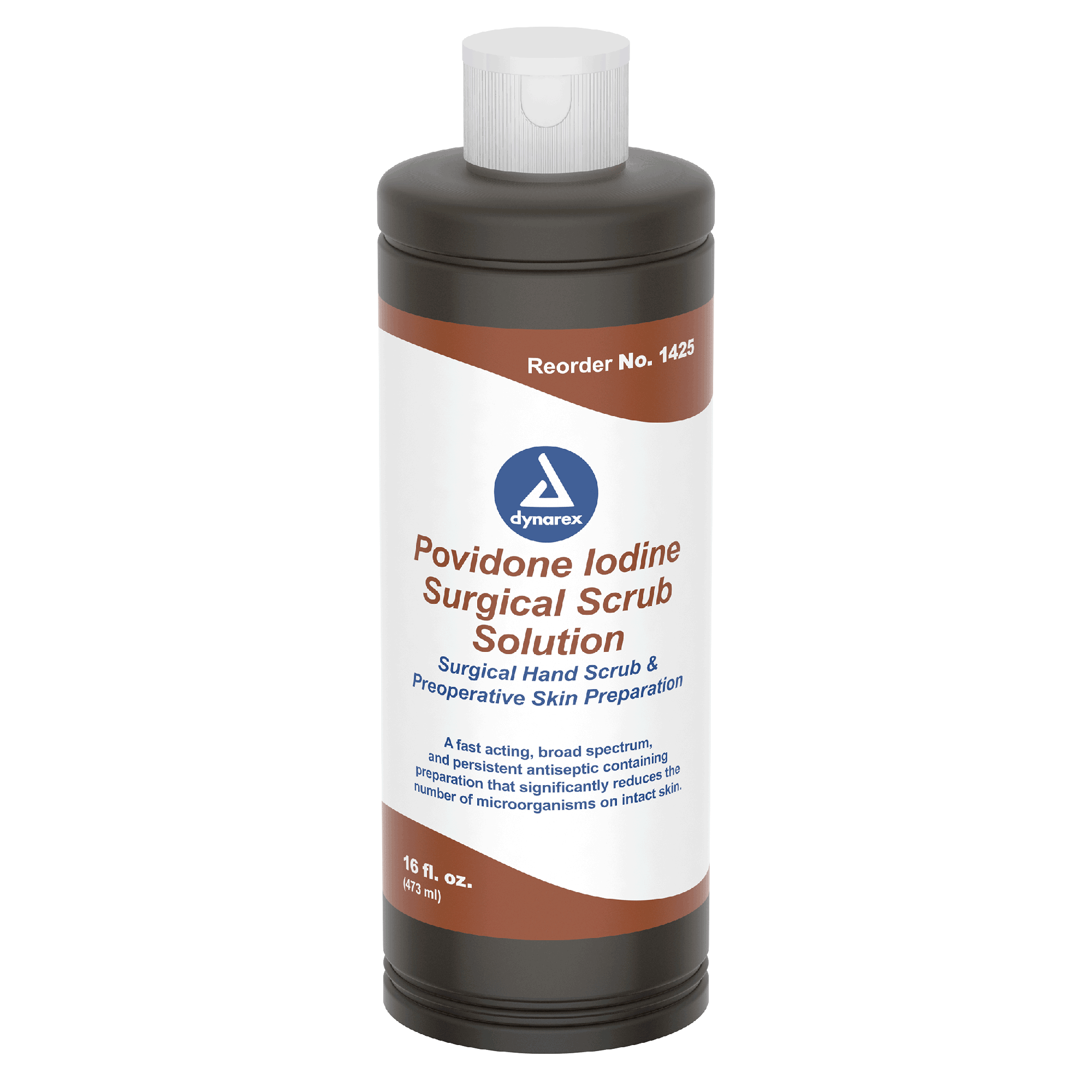 Dynarex Povidone Iodine Scrub Solution, 16 oz. Bottle - 24bot/case (24 Count)