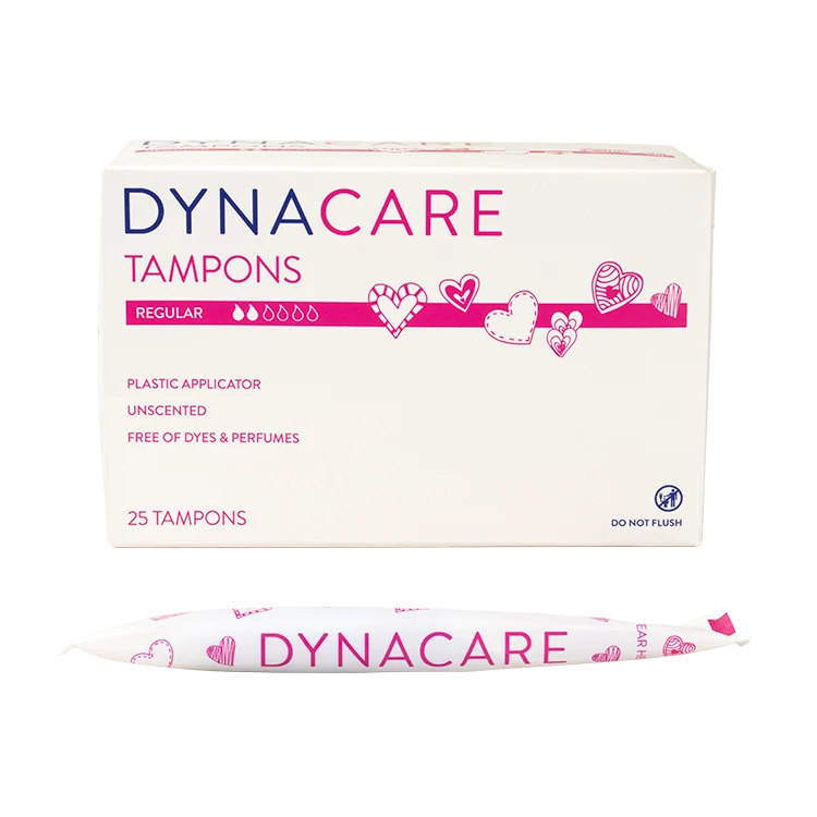 Dynarex Regular Tampons Plastic Applicator, 6-9gr absorbency, 25ea/bx, 9bxs/case (225 Count)