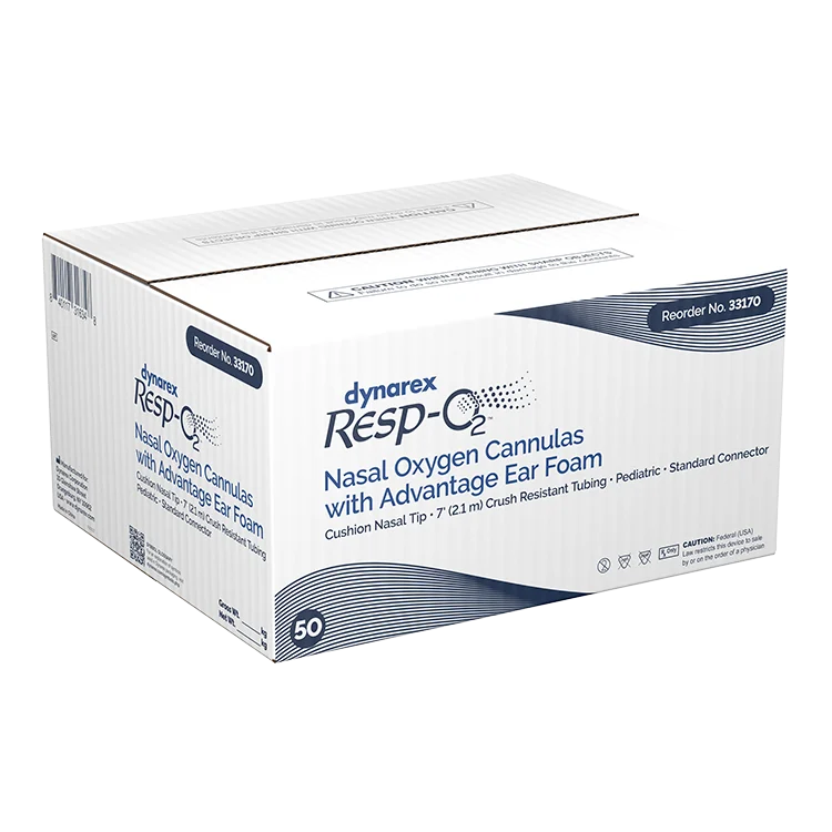 Dynarex Resp-O2 Nasal Oxygen Cannula, Cushion Tip w/Advantage Ear Foam (50 Count)