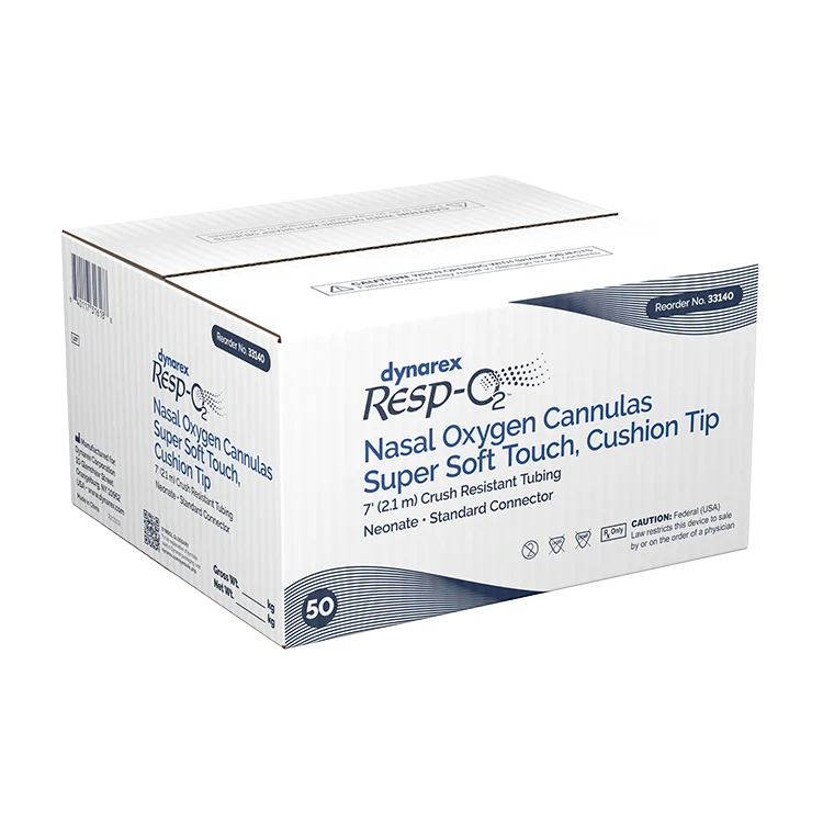 Dynarex Resp-O2 Nasal Oxygen Cannula, Super Soft Touch w/ Cushion Tips (50 Count)