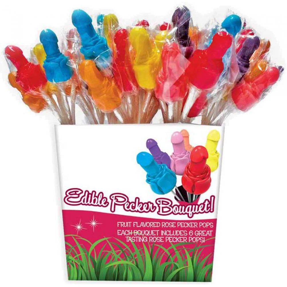 Edible Pecker Bouquet, 72 Pieces Pail 12 Bundles Display