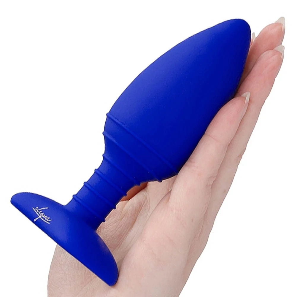 Elegance Glow Heating Vibrating Butt Plug, 4.75", Royal Blue