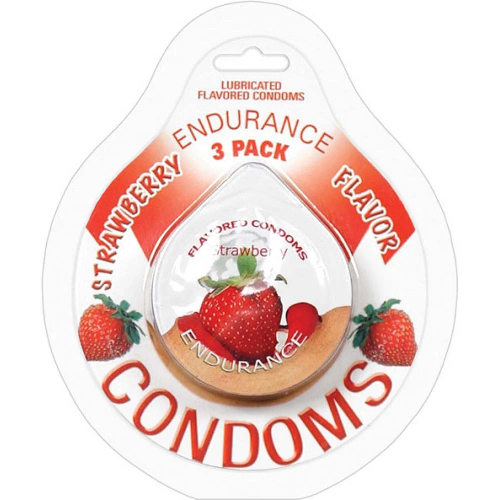 Endurance Flavored Condom, 3 Pack, Strawberry