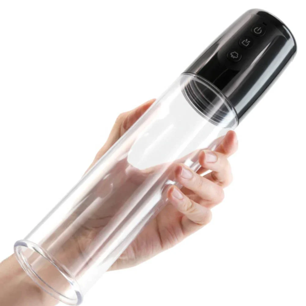 Enlarge Atlas Rechargeable Penis Pump, 11.5" by 2.75", Black/Clear