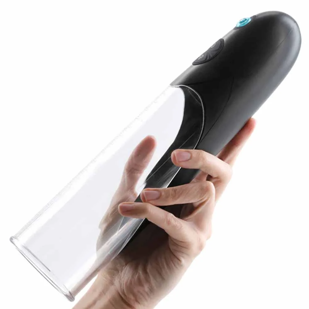 Enlarge Colossus Rechargeable Penis Pump, 12" by 3", Black/Clear