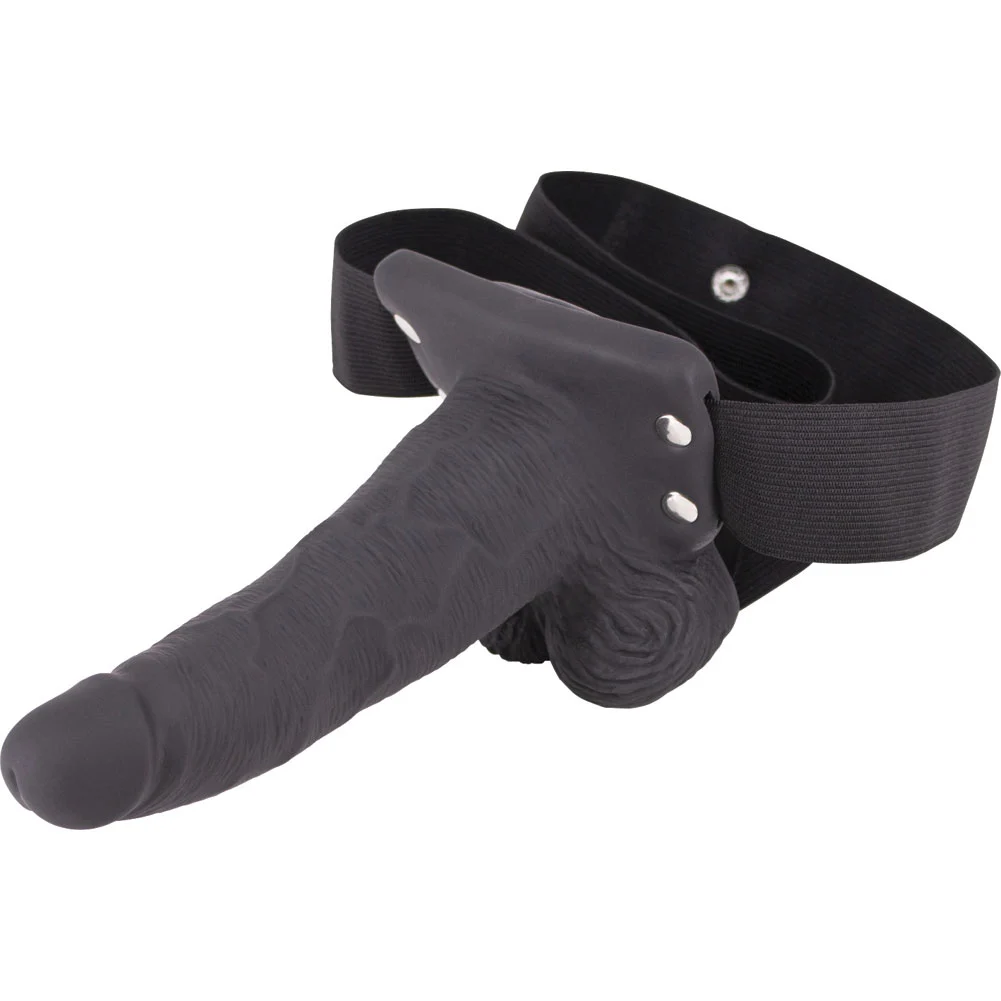 Erection Assistant Hollow Vibrating Strap-On, 6", Black