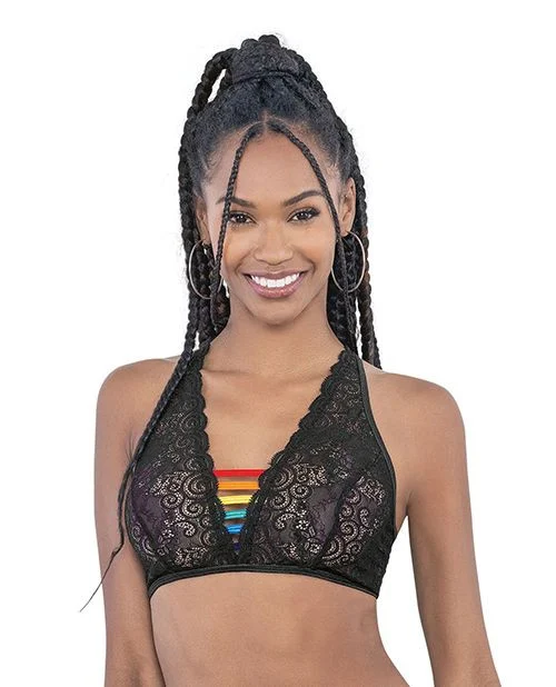 Escante Pride Black Lace Rainbow Strappy Top