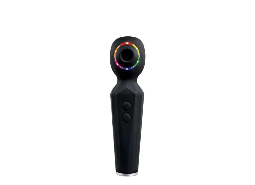 Evolved Rainbow Sucker Light-Up Rechargeable Dual-Function Silicone Suction Mini Wand Vibrator