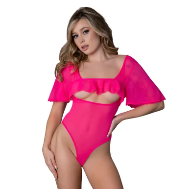 Exposed Pink Kink Collection: Flutter Sleeve Teddy
