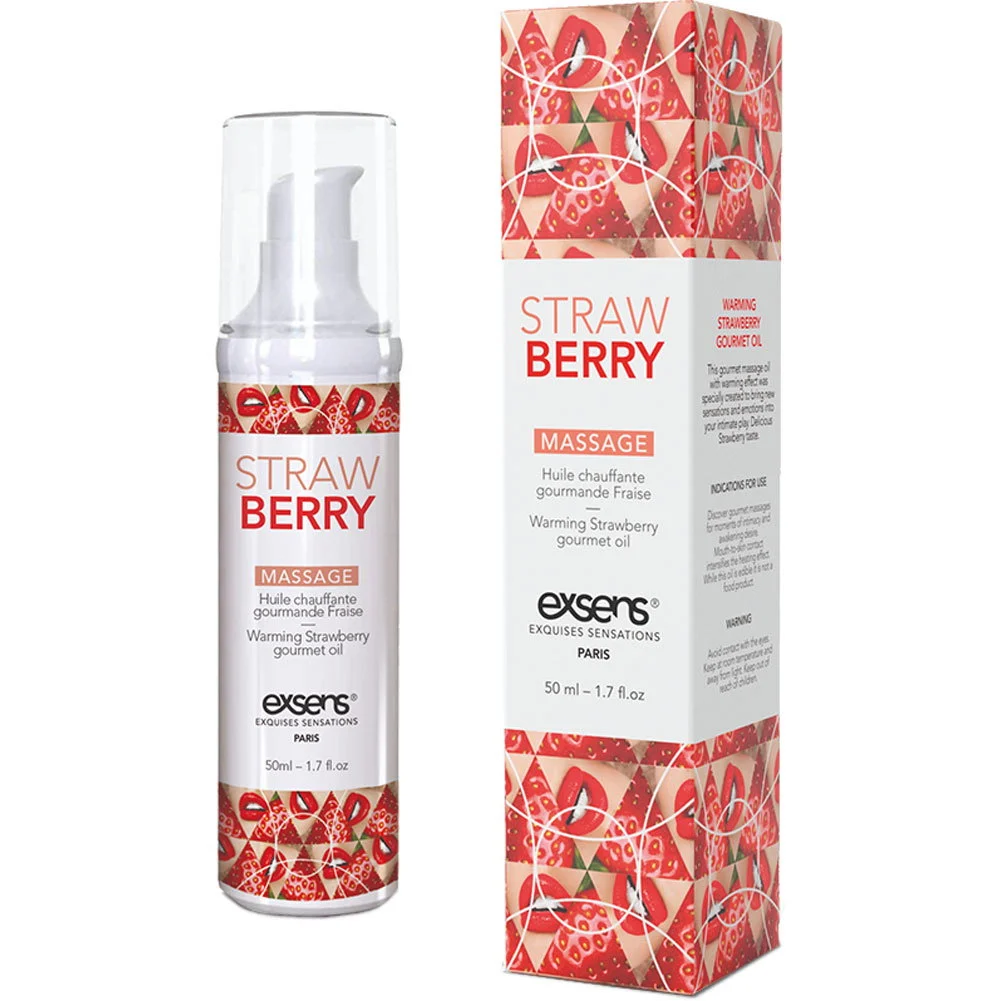 Exsens of Paris Natural Warming Massage Oil, 1.7 fl.oz (50 mL), Strawberry