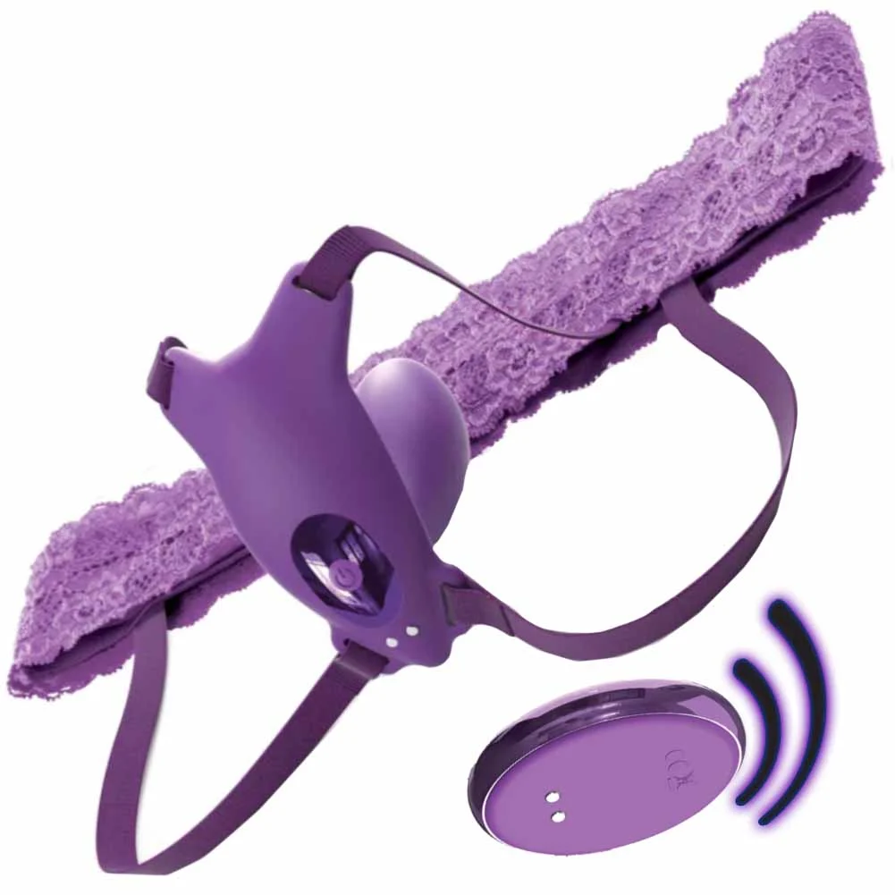 Fantasy For Her Ultimate G-Spot Butterfly Strap-On Set with Remote, 4", Purple