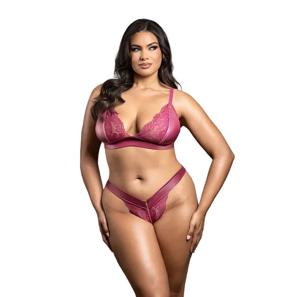 Fantasy Lingerie Domina Bralette & Panty with Zipper Details