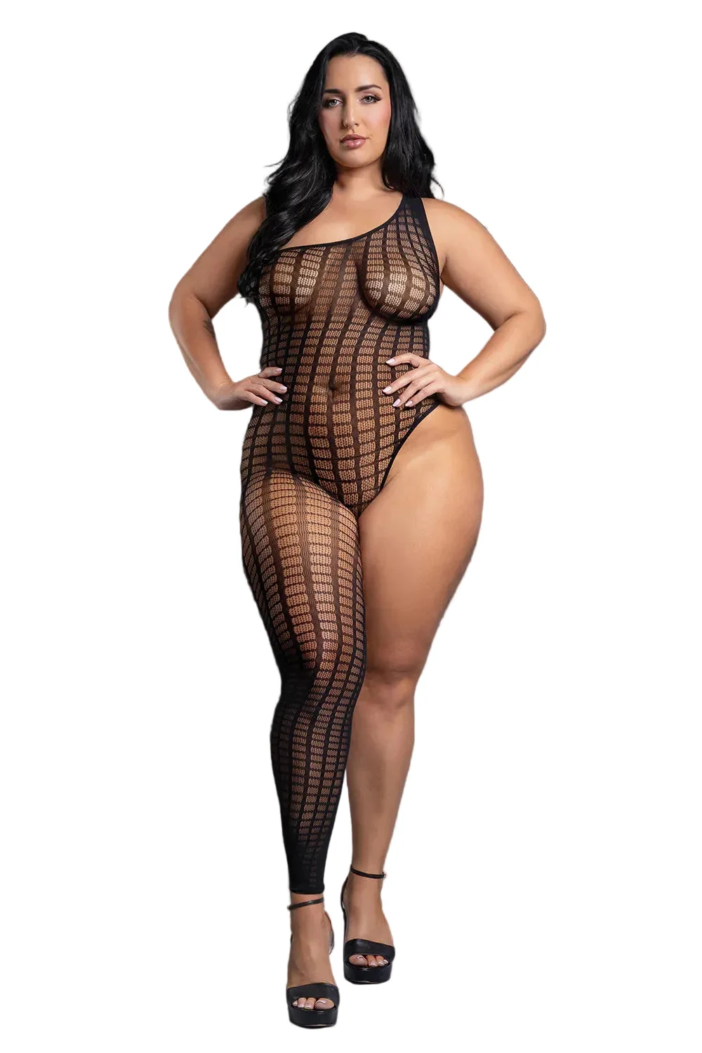 Fantasy Lingerie Sheer Killin' It Asymmetrical Footless Bodystocking