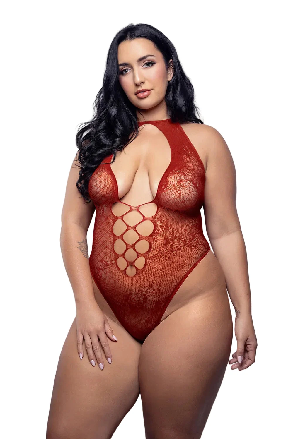 Fantasy Lingerie Vixen Just Kissed Halter Tie Plunge Teddy