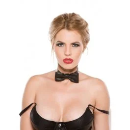 Faux Leather Bow Tie Collar C-4005