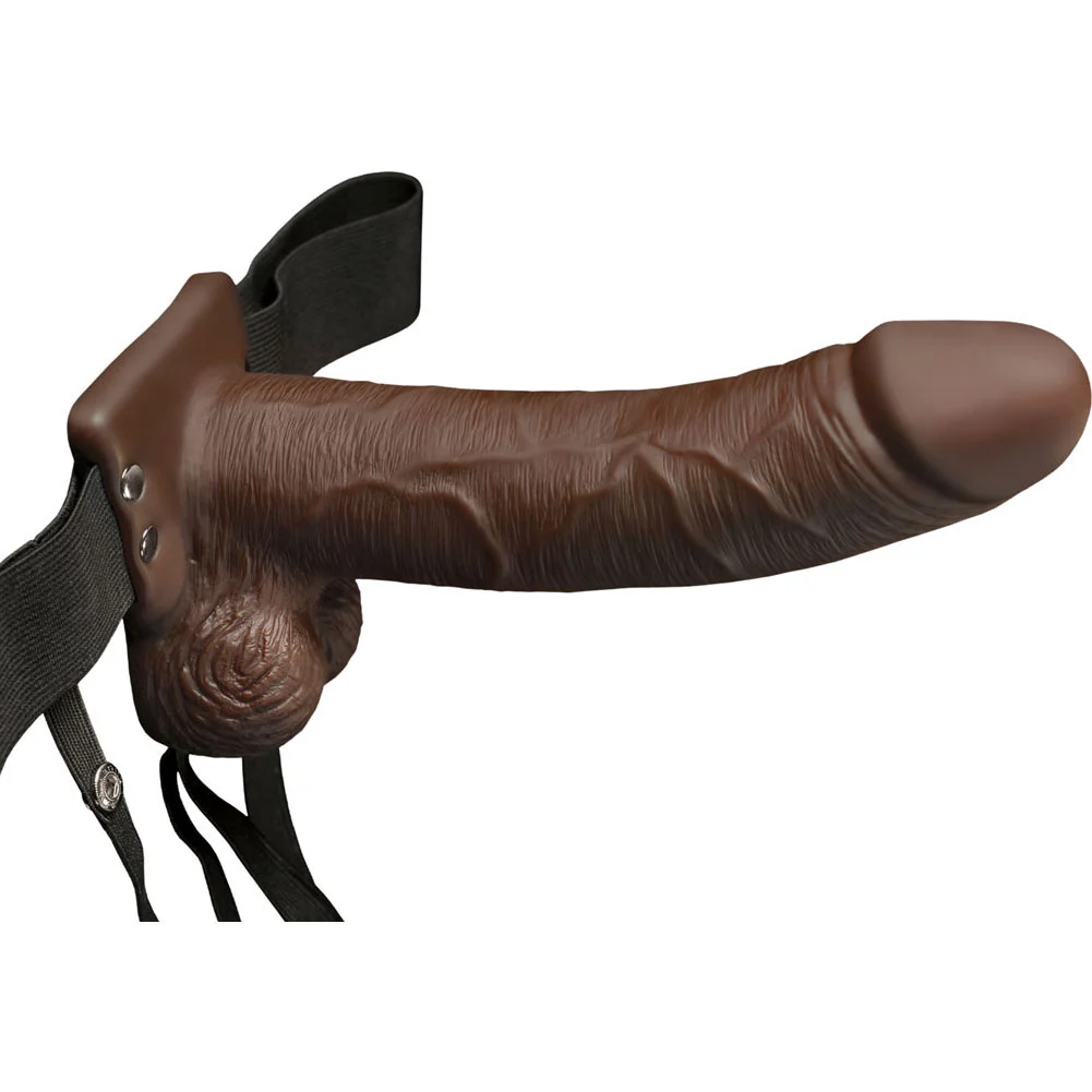 Fetish Fantasy Hollow Rechargeable Strap-On with Remote, 8", Chocolate