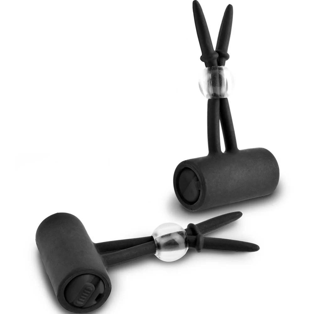 Fetish Fantasy Limited Edition Vibrating Silicone Nipple Lassos, Black