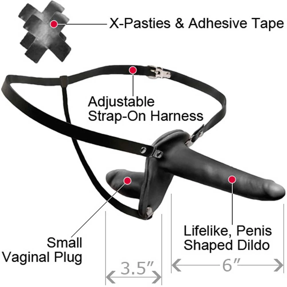 Fetish Fantasy Series Double Penetrix Strap-On Dong, 6", Black