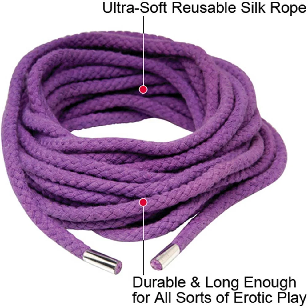 Fetish Fantasy Series Japanese Silk Rope, 35 ft, Purple