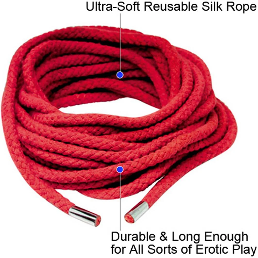Fetish Fantasy Series Japanese Silk Rope, 35 ft, Red