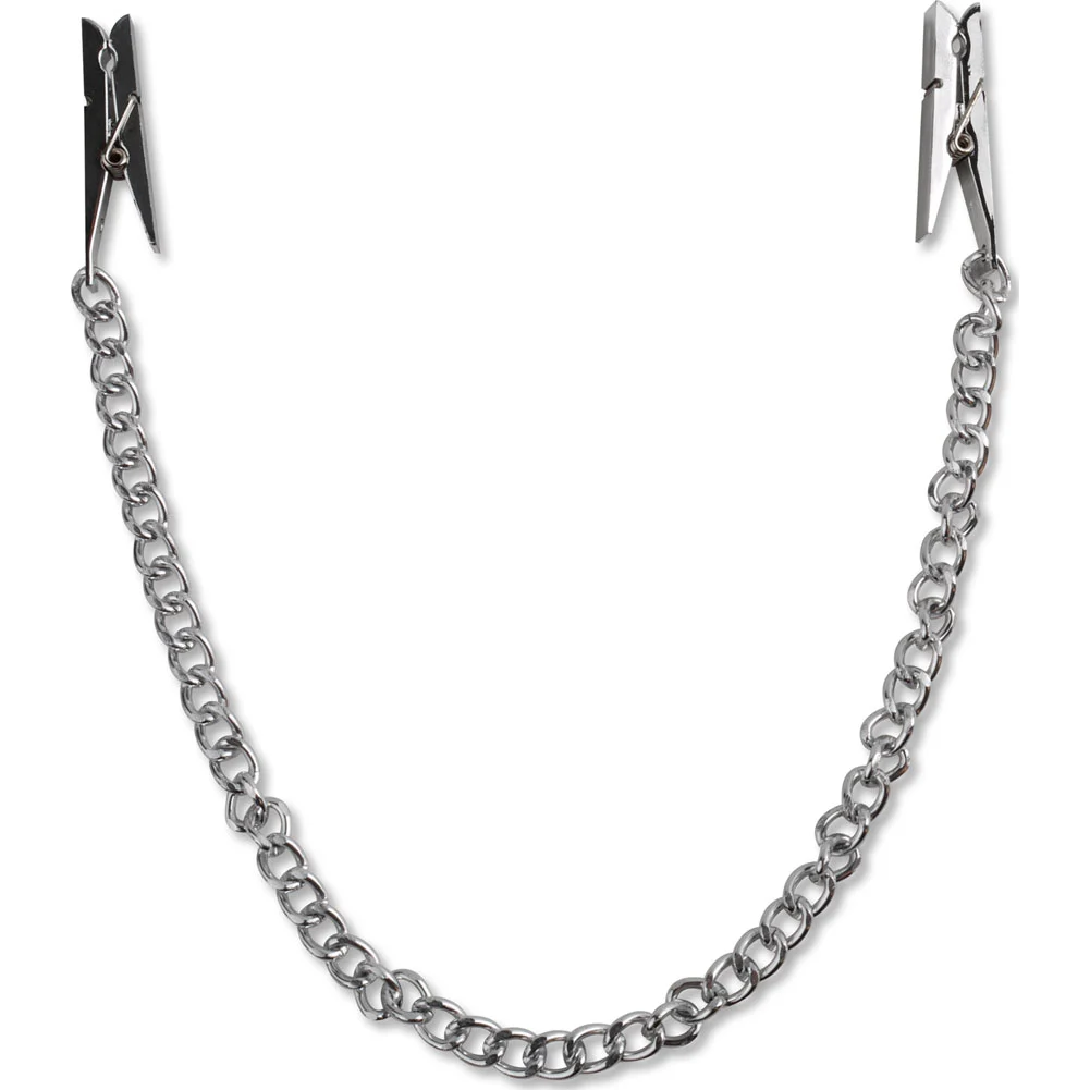 Fetish Fantasy Series Non Piercing Nipple Chain Clips, Silver