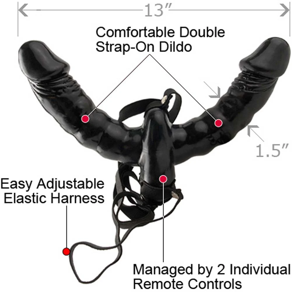 Fetish Fantasy Series Vibrating Double Delight Strap-On, 13", Black