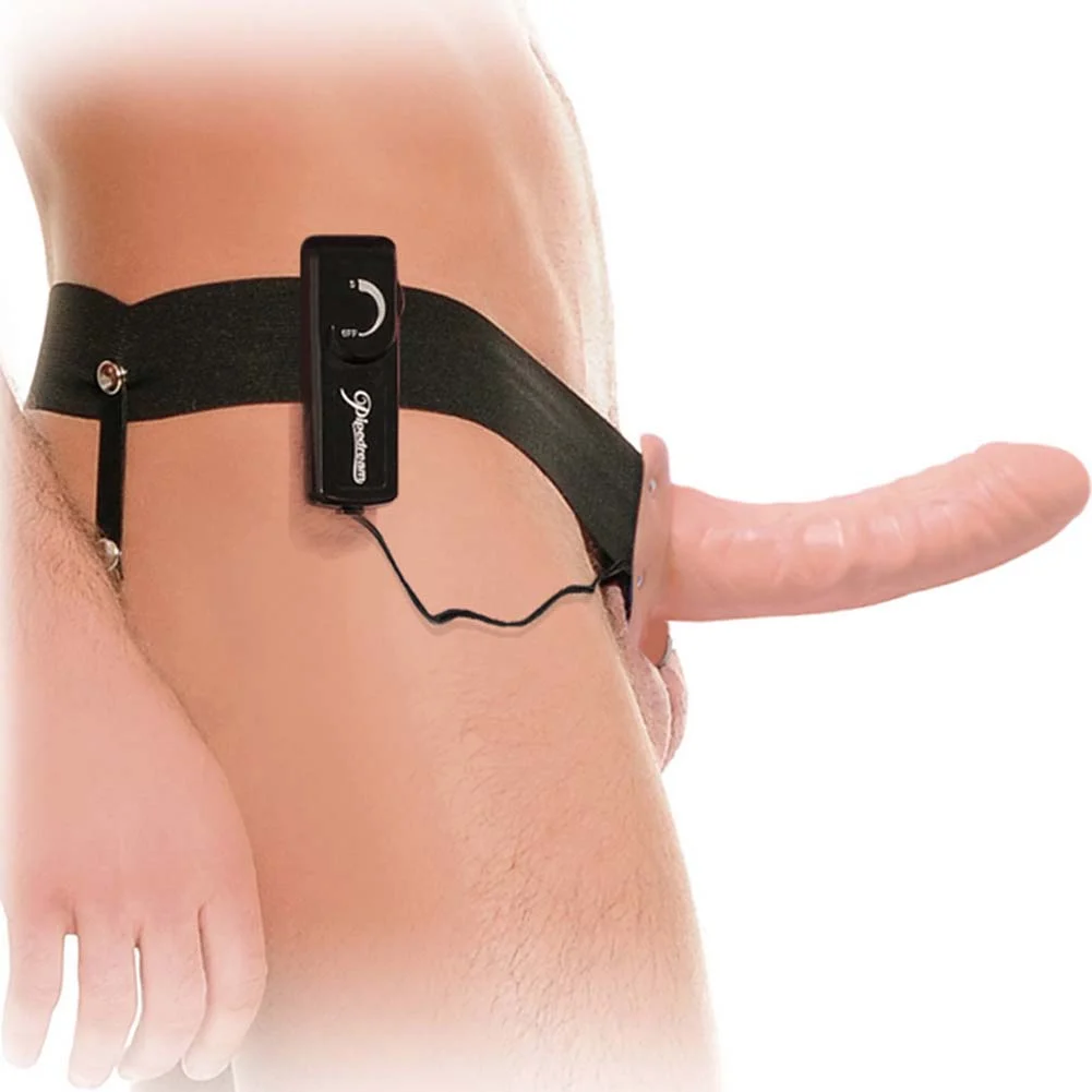Fetish Fantasy Series Vibrating Hollow Strap-On Dong for Him or Her, 6", Vanilla