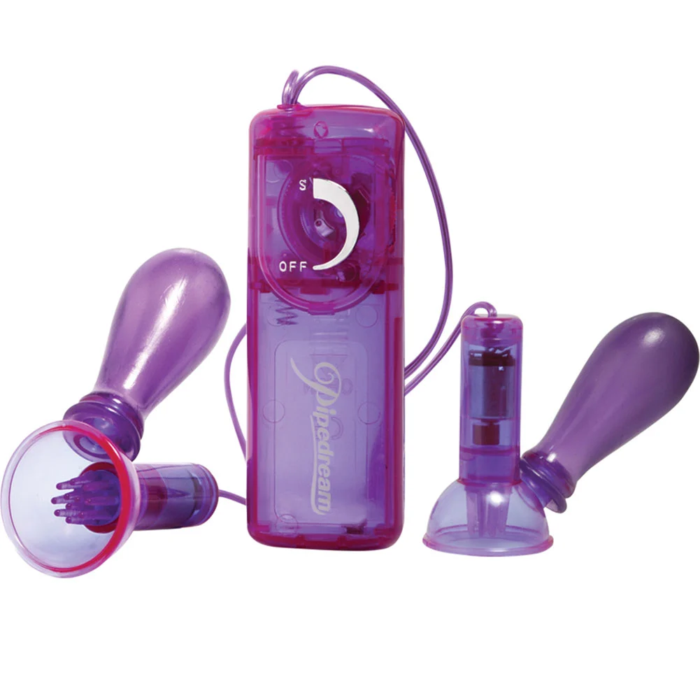 Fetish Fantasy Series Vibrating Nipple Pumps, Purple