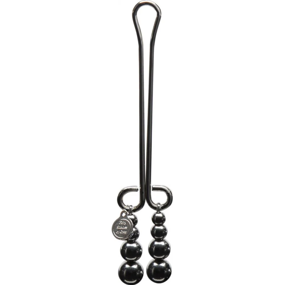 Fifty Shades Darker Just Sensation Beaded Clitoral Clamp, 3.8", Silver