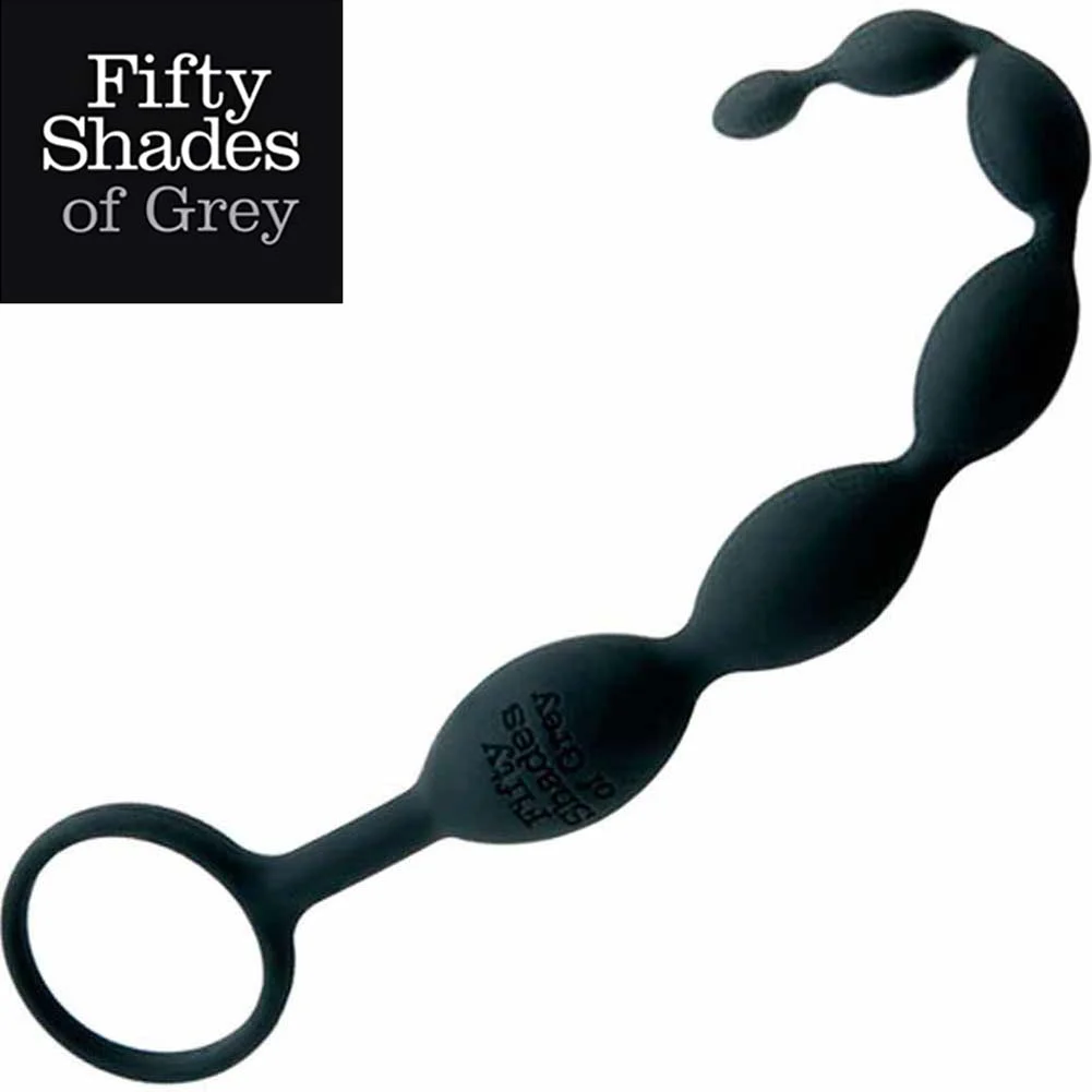 Fifty Shades of Grey Pleasure Intensified Silicone Anal Beads, 10", Black
