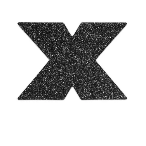 Flash Black Cross Glitter Pasties by Bijoux Indiscrets