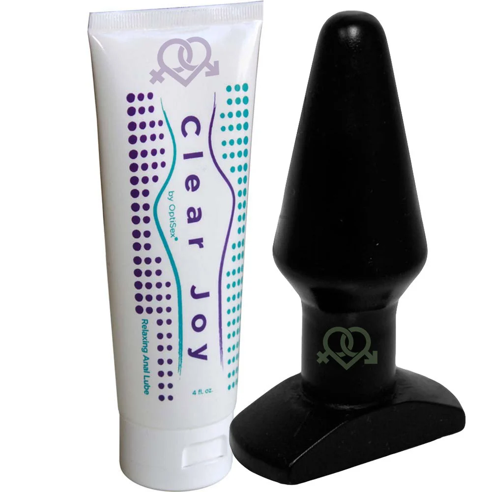 Flexible Butt Plug and Clear Joy Premium Anal Lubricant Kit, Large
